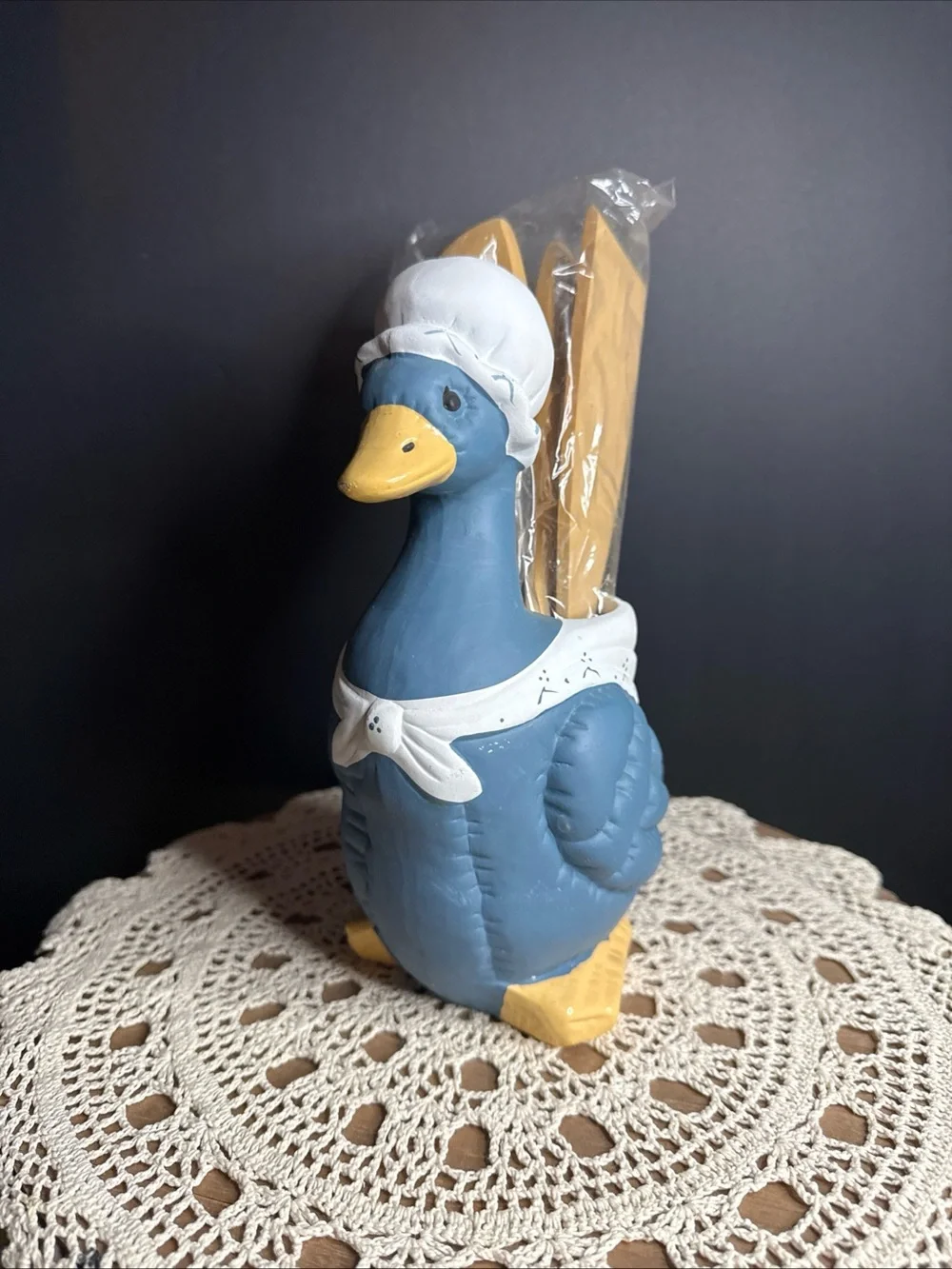 Duck Utensil Holder - Blue Ceramic Kitchen Organizer